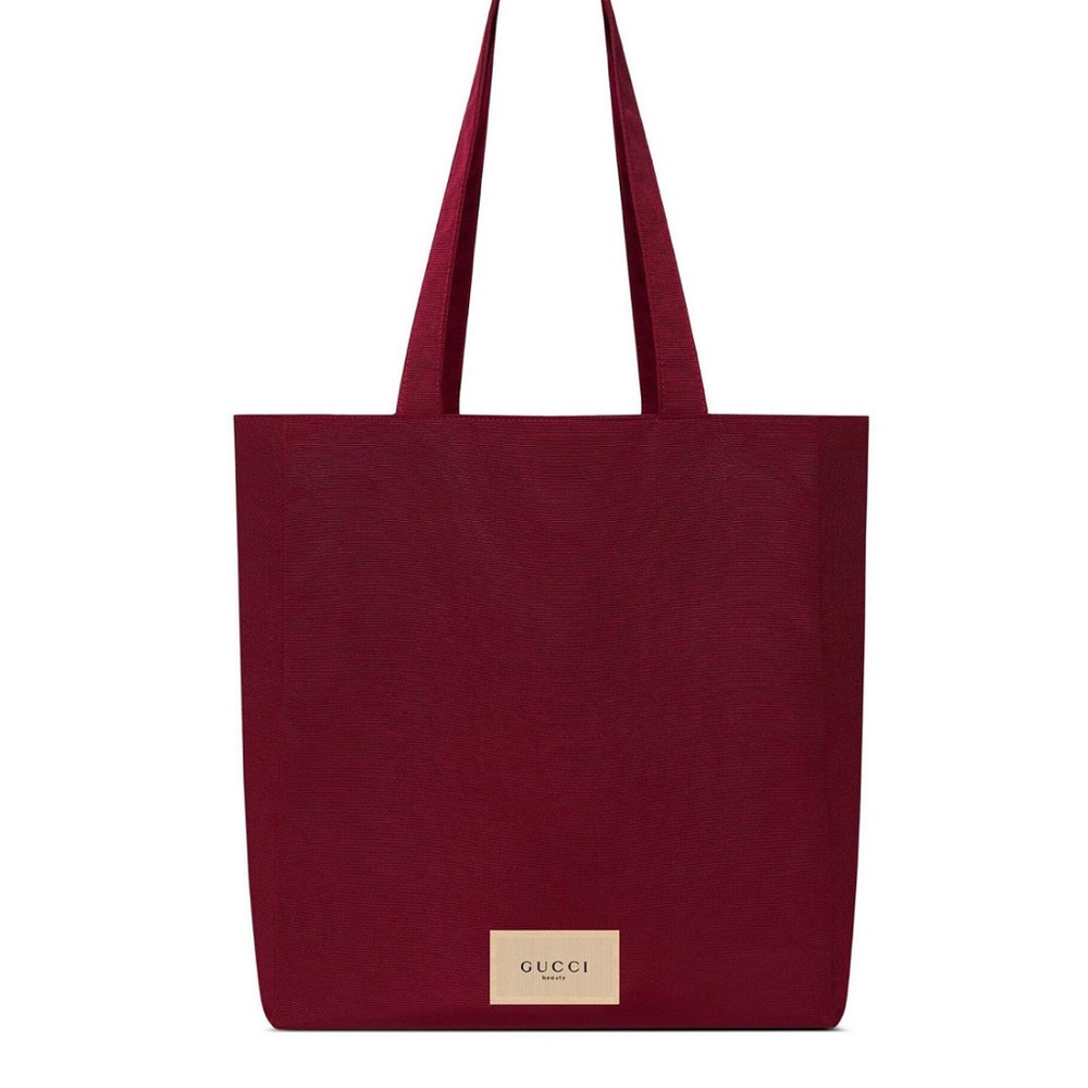 GUCCI Deep Red Tote Bag purse logo shopper wine burgundy rare silky